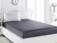 3500 Простыня сатин "KARNA" на резинке LOFT 160x240 см Темно-Серый