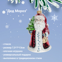 794460 Елочная игрушка 7,5*7*13см, декор "Дед Мороз"