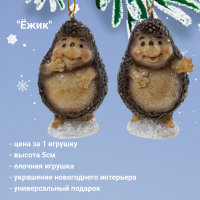 806566 Елочная игрушка 4*3*6см, декор Ёжик"