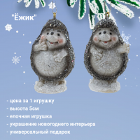 806565 Елочная игрушка 4*3*5см, декор "Ёжик"