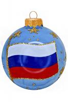 КУ-80-224315 Ёлочная игрушка шар, декор "Триколор" 80мм, стекло, в подарочной упаковке