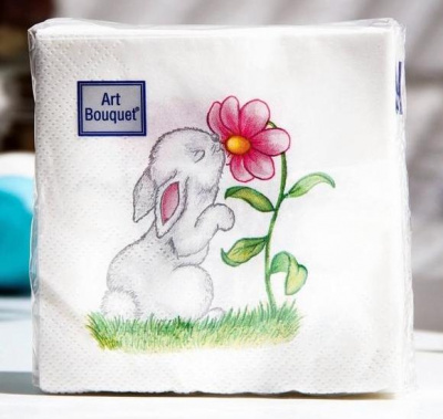 Салфетки бумажные декоративные 20*20см, 2 слоя, Art Bouquet , декор "Милый зайчик"
