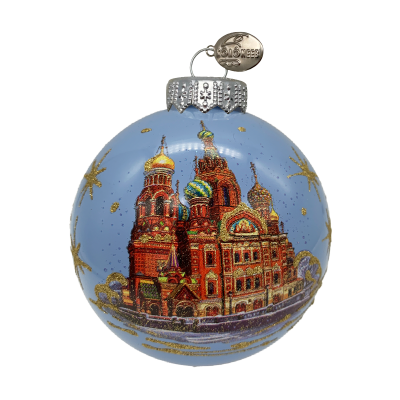 КУ-100-214122/п Ёлочная игрушка шар 10см, декор "Храм Спаса-на-Крови 2" серия "ВС", в подарочной упаковке