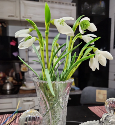 90990 Цветок искусственный 30см, AltFlowers, декор "Подснежники, букет", силикон