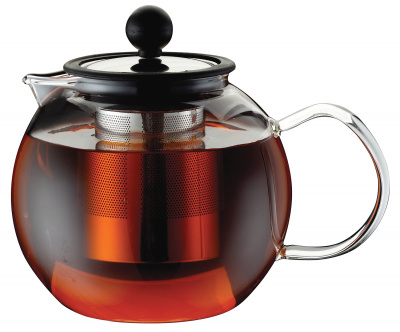 93-FR-TEA-03-1000 Чайник заварочный стеклянный 1л с прессом-фильтром Franco REGENT inox