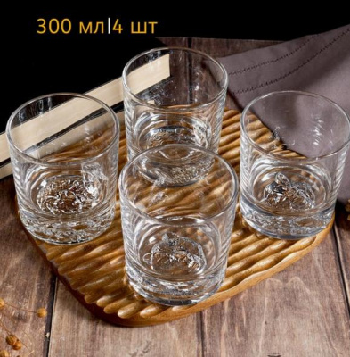 GL012 Набор из 4х стаканов для виски 300мл, GLASSERIE, серия SPIRIT OF ANIMALS 