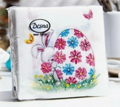 Салфетки бумажные декоративные 24*24,1 слой, Desna Design, декор "Пасхальный подарок" 