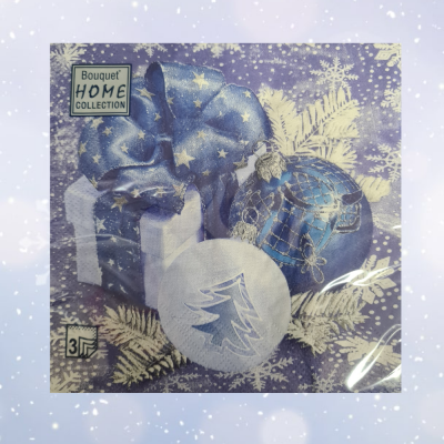 Салфетки бумажные декоративные 33*33см, 3 слоя, Bouquet Home Collection, серия Новогодняя, в ассортименте