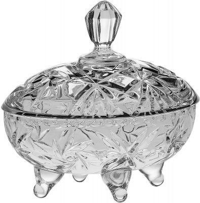 990/51938/00001/190 Доза хрустальная 19см на ножке с крышкой  Crystal BOHEMIA, серия PINWHEEL 