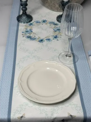 Скатерть-дорожка с пропиткой "Антипятно" 35*145см, декор "Delight blue" 