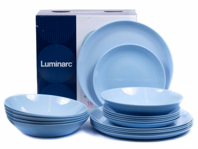 P2962 Сервиз обеденный на 6 персон 18 предметов  LUMINARC, декор "ДИВАЛИ ЛАЙТ БЛЮ"