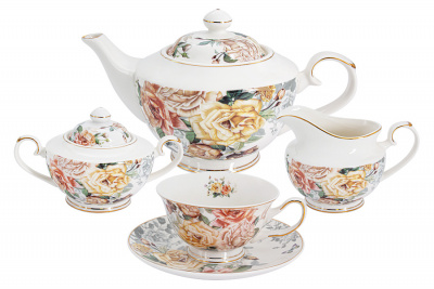 AL-1725-W-15TS-P4 Сервиз чайный на 6 персон 15 предметов Anna Lafarg, декор "Розамунда"
