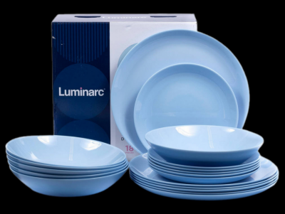 P2962 Сервиз обеденный на 6 персон 18 предметов  LUMINARC, декор "ДИВАЛИ ЛАЙТ БЛЮ"