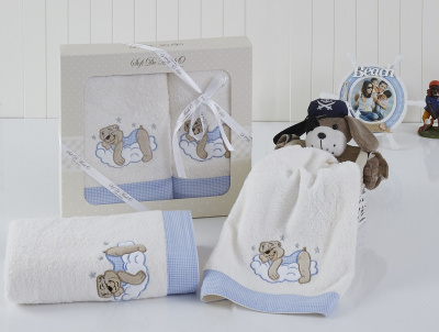 S.009гл Комплект из 2 детских полотенец BAMBINO (голубой) 50*80 и 70*120