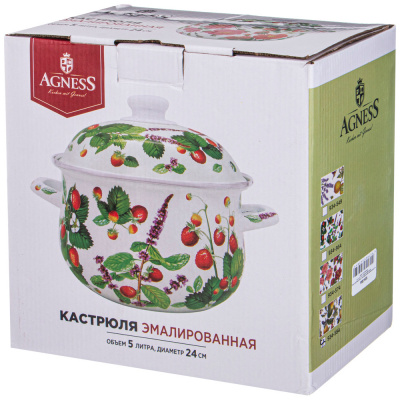 934-564 Кастрюля эмалированная 5л индукция, AGNESS, серия ФРУКТОВАЯ КОРЗИНА