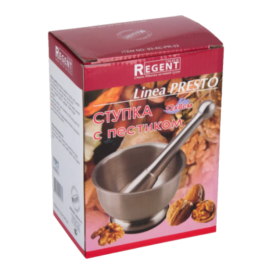 93-AC-PR-22 Ступка 12*8см с пестиком, нержавеющая сталь, REGENT inox, серия Linea PRESTO