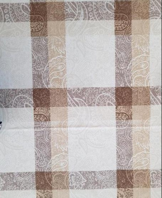 Скатерть с пропиткой 160*240см, Посудный ряд, принт Клетка коричневая, Duck