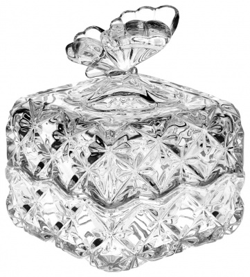 990/57901/1/65400/096 Доза-шкатулка 9,6см хрусталь, Crystal BOHEMIA, декор "Бабочка"