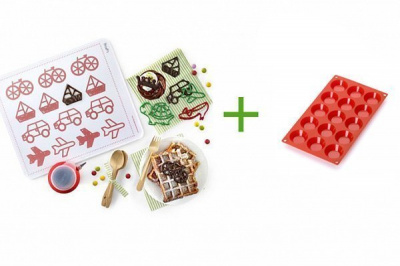 Набор: форма силиконовая Lekue для выпечки, серия Мини-бриоши + декоратор + коврики силиконовые