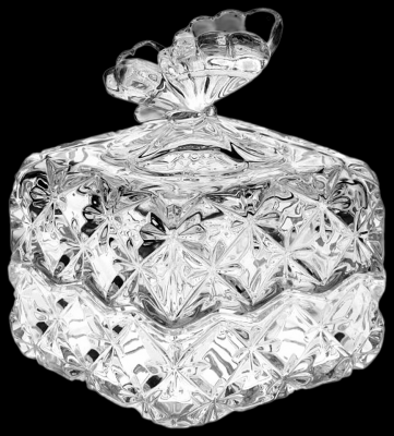 990/57901/1/65400/096 Доза-шкатулка 9,6см хрусталь, Crystal BOHEMIA, декор "Бабочка"