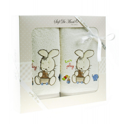 К-П-010б Комплект из 2 детских полотенец BUNNY  (бежевый) 50*80 и 70*120 