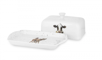 Маслёнка с крышкой Royal Worcester Забавная фауна Буренка 18,3 см, фарфор костяной RWC WN43