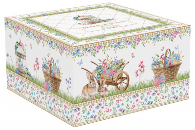 EL-R1182/SPBL Чайная пара:чашка 370мл с блюдцем 17см, Easy Life, Spring Bloom, декор пасхальный Кролики и цветы