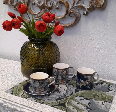 2413519 New Салфетка декоративная 45*35см, набор из 2 штук, принт Моррис. Дубовые листья, цвет черный, гобелен